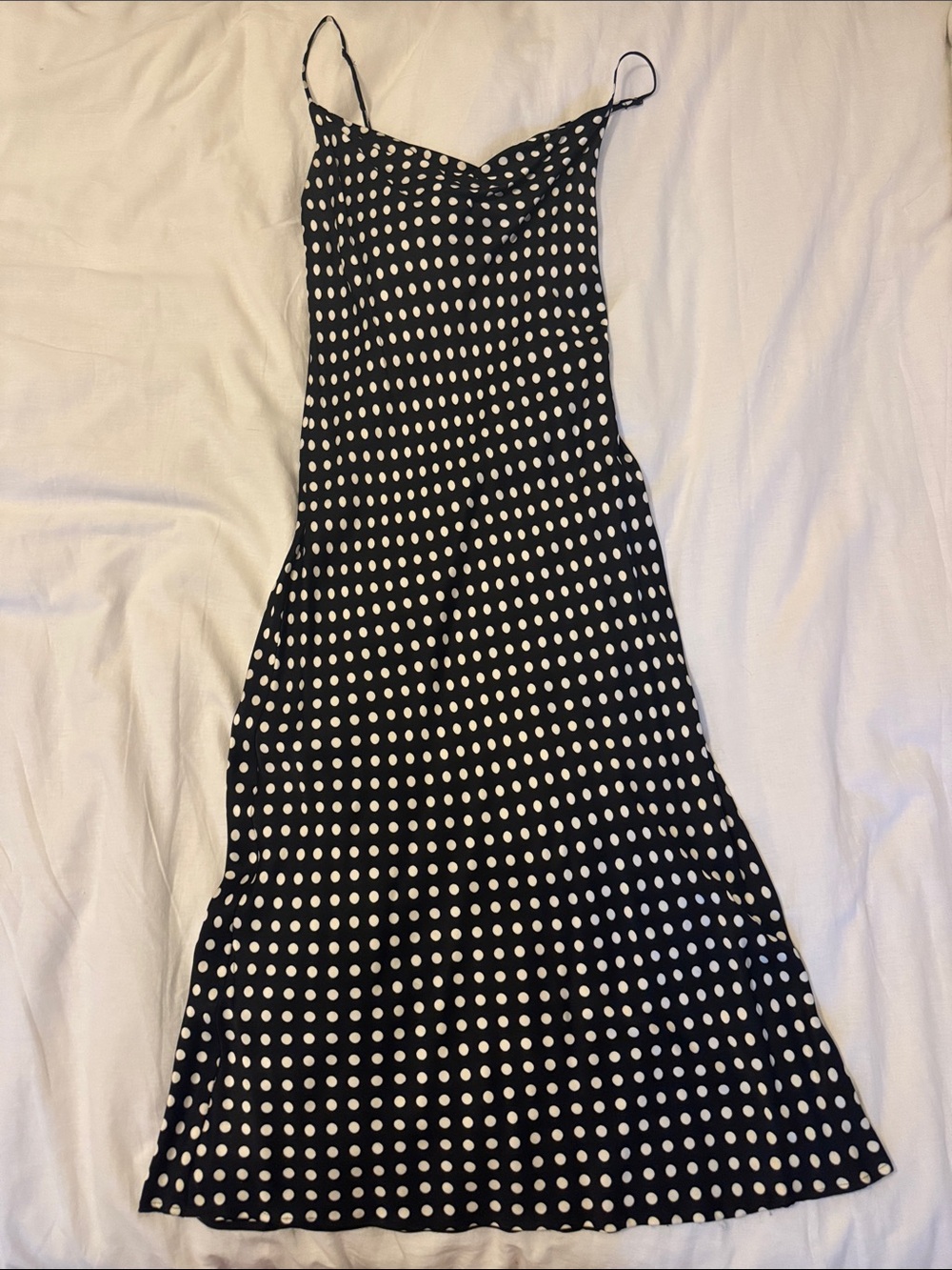 Zara Black and White Polka Dot Maxi Slip Dress